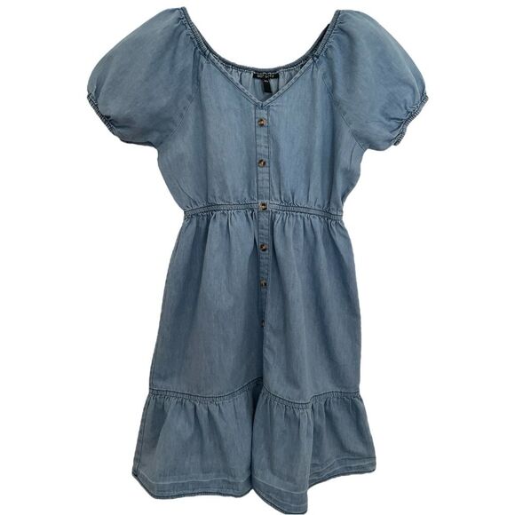Other - New Glory Denim Jean A-Line Dress Girls elastic waist, off shoulder Sz L (14/16)